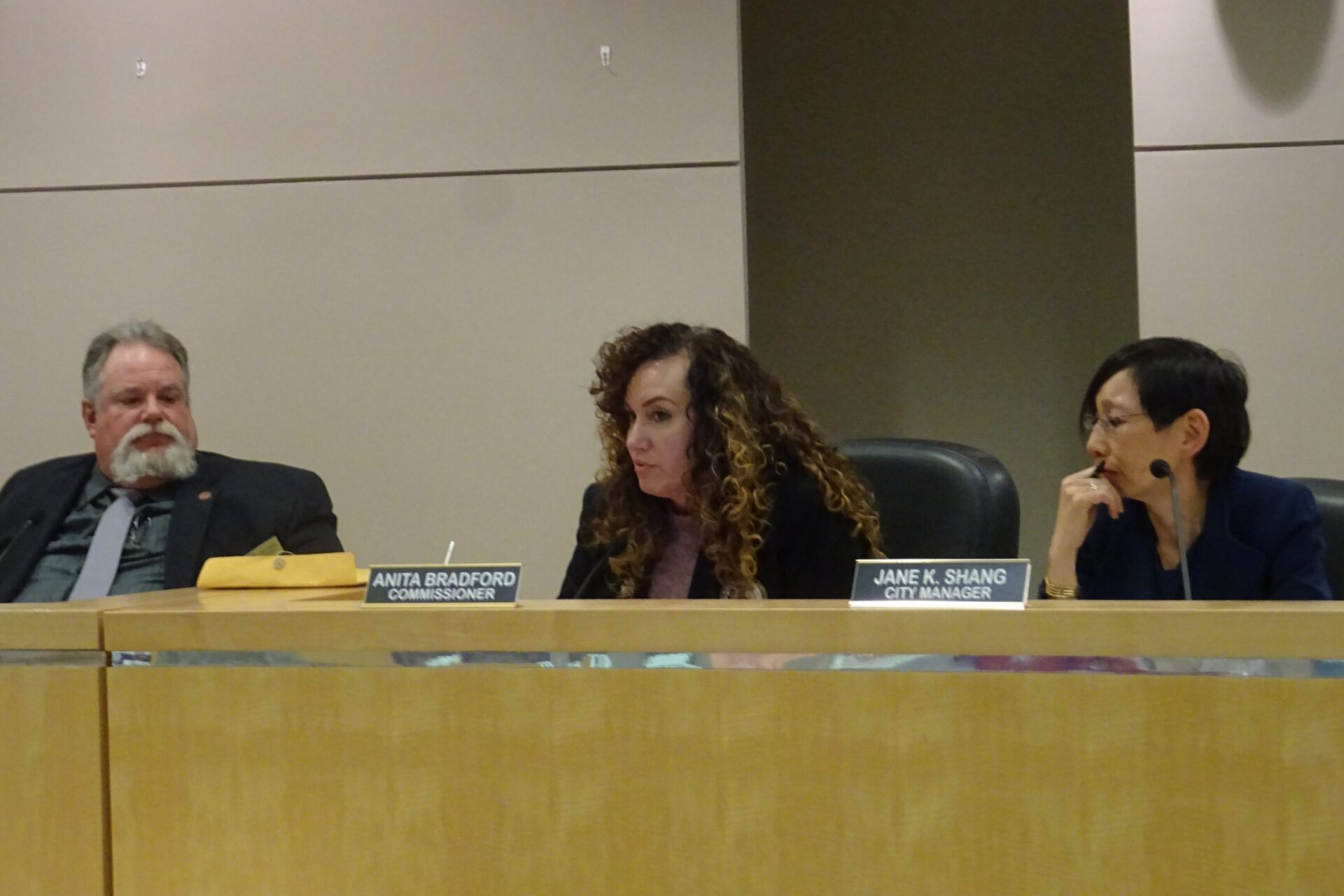 From left, Deltona City Commissioners Chris Nabicht and Anita Bradford with City Manager Jane Shang at the body's Jan. 21 meeting.